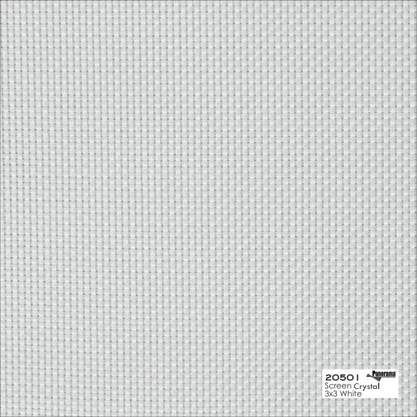 Panorama Screen crystal 3x3 white, muestra de tejido del fabricante