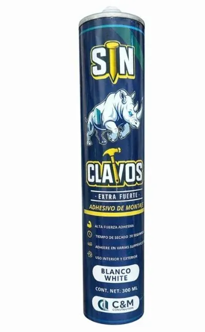 SIN CLAVOS · Adhesivo multiusos blanco, imagen del fabricante